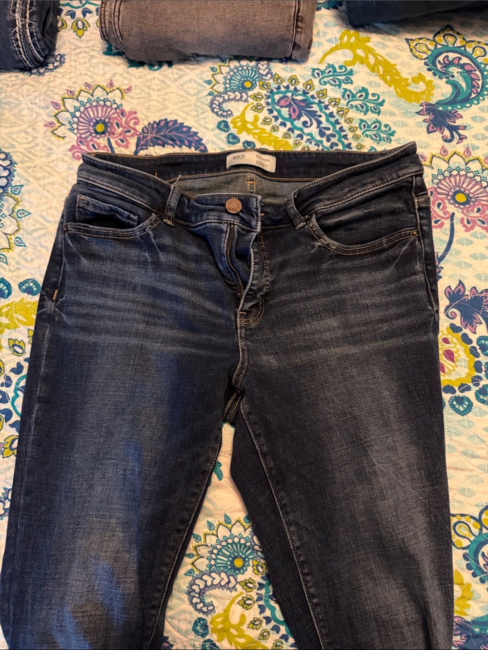 BKE Dark Indigo Skinny Jeans - Faded Black-Blue